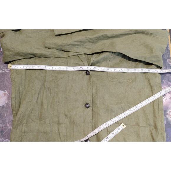 Miou Muse Linen Blazer Jacket Single Breasted Button Up Olive Green Womens S NWT - Picture 8 of 9